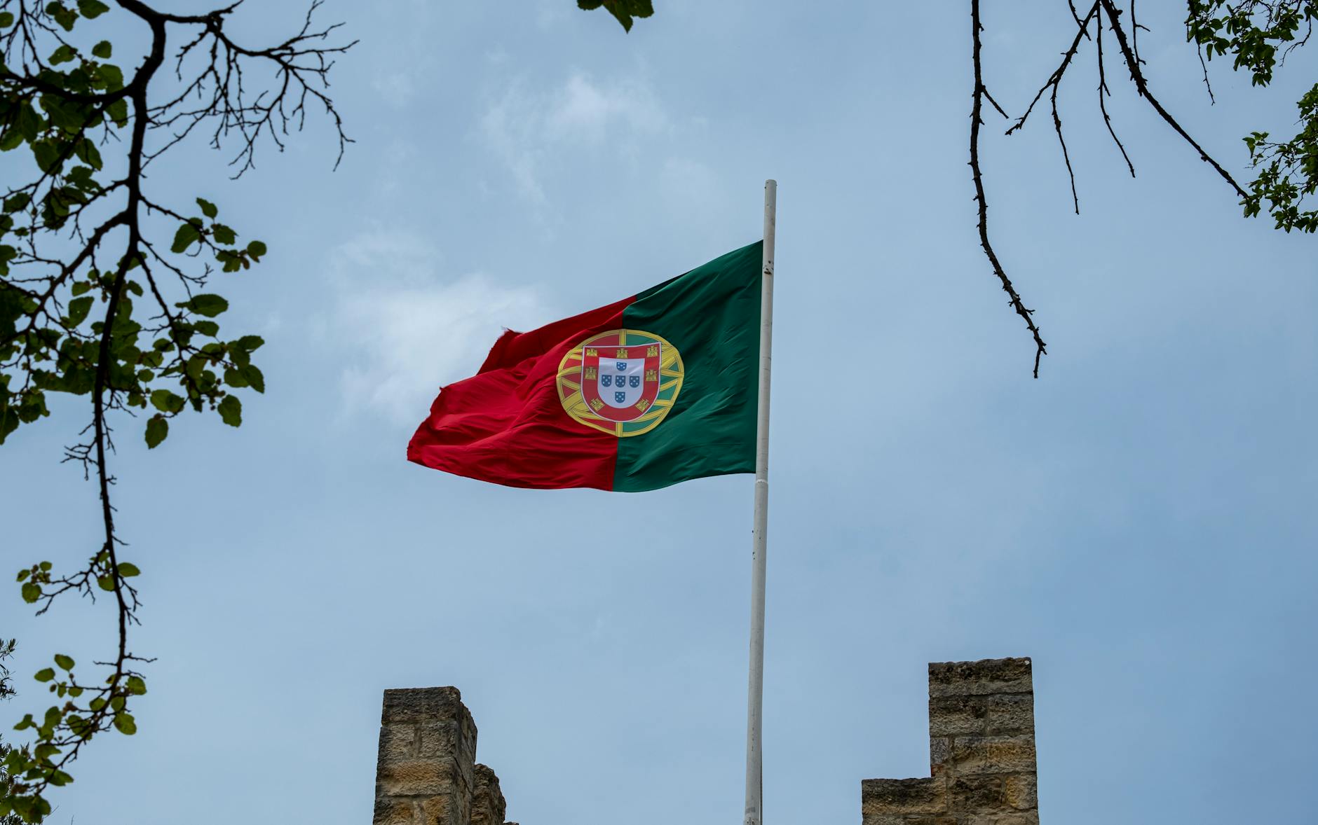 close up shot of portugal flag